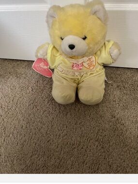 Deadstock 1986 Chosun Heart to Heart Baby Bear Yellow Plush Old Stock